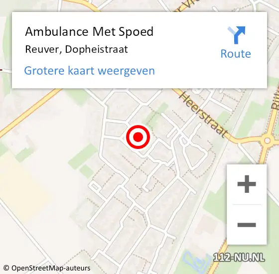 Locatie op kaart van de 112 melding: Ambulance Met Spoed Naar Reuver, Dopheistraat op 4 augustus 2020 16:27