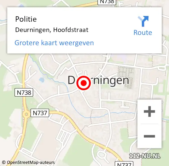 Locatie op kaart van de 112 melding: Politie Deurningen, Hoofdstraat op 4 augustus 2020 16:32