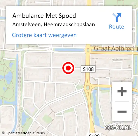 Locatie op kaart van de 112 melding: Ambulance Met Spoed Naar Amstelveen, Heemraadschapslaan op 4 augustus 2020 16:56