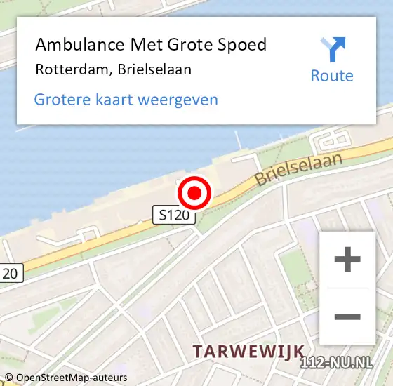 Locatie op kaart van de 112 melding: Ambulance Met Grote Spoed Naar Rotterdam, Brielselaan op 4 augustus 2020 17:06