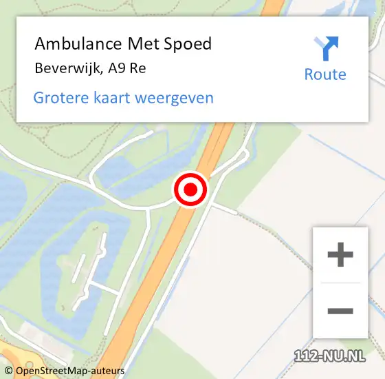 Locatie op kaart van de 112 melding: Ambulance Met Spoed Naar Beverwijk, A9 Re op 4 augustus 2020 17:48