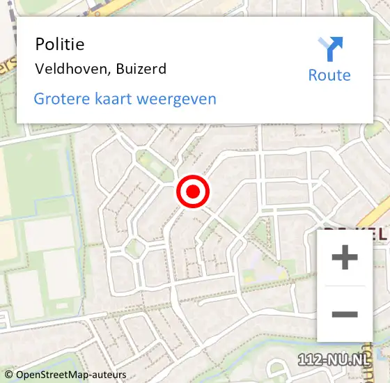 Locatie op kaart van de 112 melding: Politie Veldhoven, Buizerd op 4 augustus 2020 18:27