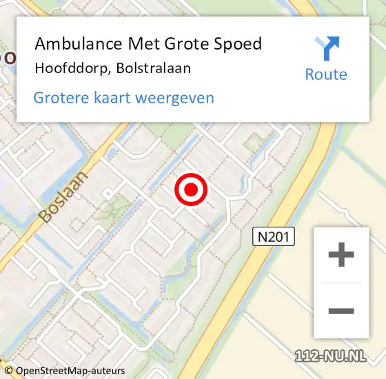 Locatie op kaart van de 112 melding: Ambulance Met Grote Spoed Naar Hoofddorp, Bolstralaan op 4 augustus 2020 20:24