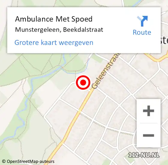 Locatie op kaart van de 112 melding: Ambulance Met Spoed Naar Munstergeleen, Beekdalstraat op 14 mei 2014 18:51