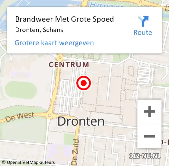 Locatie op kaart van de 112 melding: Brandweer Met Grote Spoed Naar Dronten, Schans op 5 augustus 2020 12:09