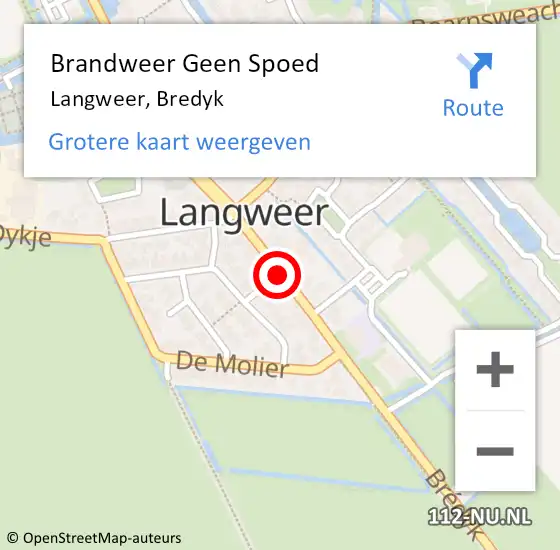 Locatie op kaart van de 112 melding: Brandweer Geen Spoed Naar Langweer, Bredyk op 5 augustus 2020 12:56