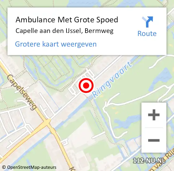 Locatie op kaart van de 112 melding: Ambulance Met Grote Spoed Naar Capelle aan den IJssel, Bermweg op 5 augustus 2020 13:02