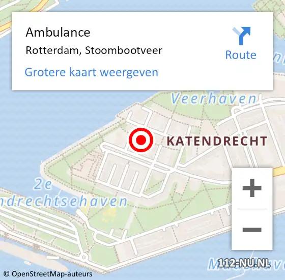 Locatie op kaart van de 112 melding: Ambulance Rotterdam, Stoombootveer op 5 augustus 2020 13:10