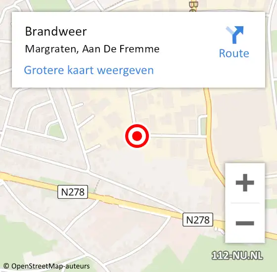 Locatie op kaart van de 112 melding: Brandweer Margraten, Aan De Fremme op 14 mei 2014 20:02