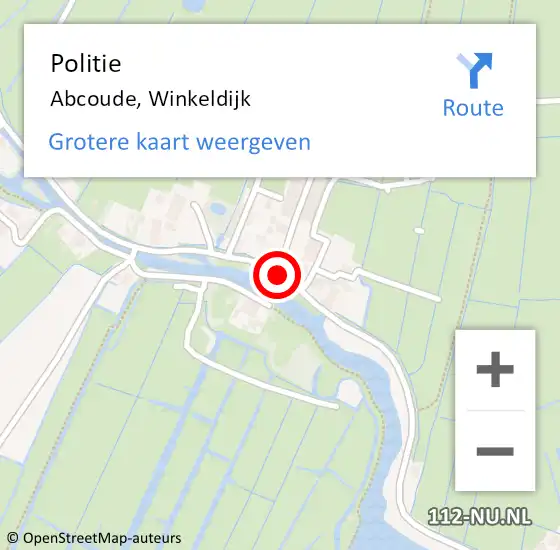 Locatie op kaart van de 112 melding: Politie Abcoude, Winkeldijk op 5 augustus 2020 13:23