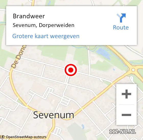 Locatie op kaart van de 112 melding: Brandweer Sevenum, Dorperweiden op 5 augustus 2020 14:57