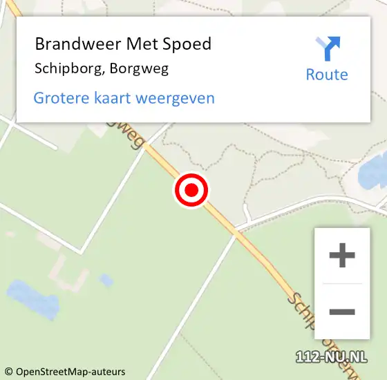 Locatie op kaart van de 112 melding: Brandweer Met Spoed Naar Schipborg, Borgweg op 5 augustus 2020 15:10