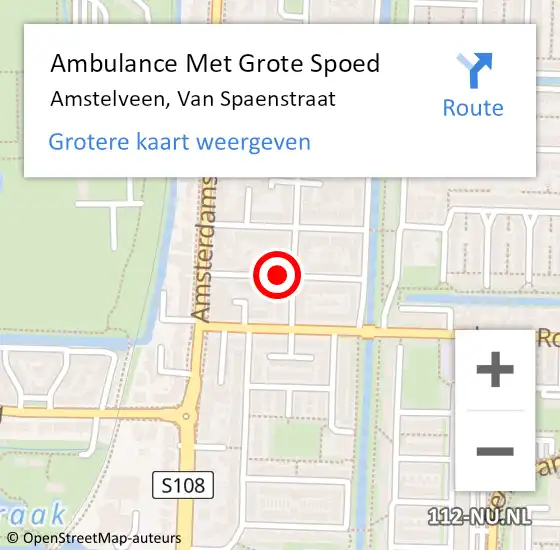 Locatie op kaart van de 112 melding: Ambulance Met Grote Spoed Naar Amstelveen, Van Spaenstraat op 5 augustus 2020 15:36