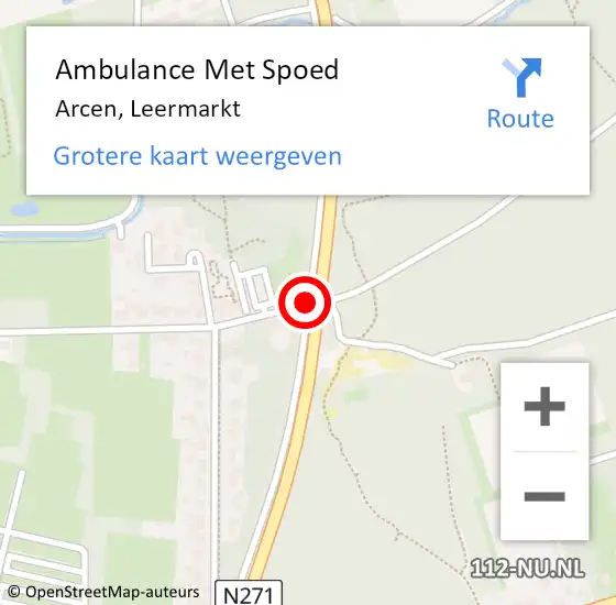Locatie op kaart van de 112 melding: Ambulance Met Spoed Naar Arcen, Leermarkt op 5 augustus 2020 15:47