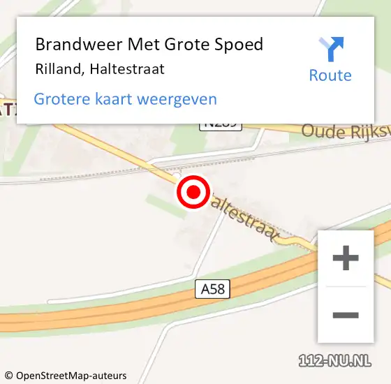 Locatie op kaart van de 112 melding: Brandweer Met Grote Spoed Naar Rilland, Haltestraat op 5 augustus 2020 15:47