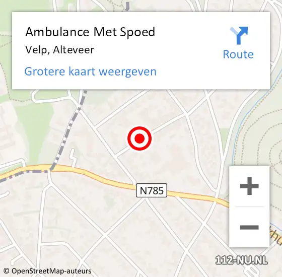 Locatie op kaart van de 112 melding: Ambulance Met Spoed Naar Velp, Alteveer op 5 augustus 2020 16:01