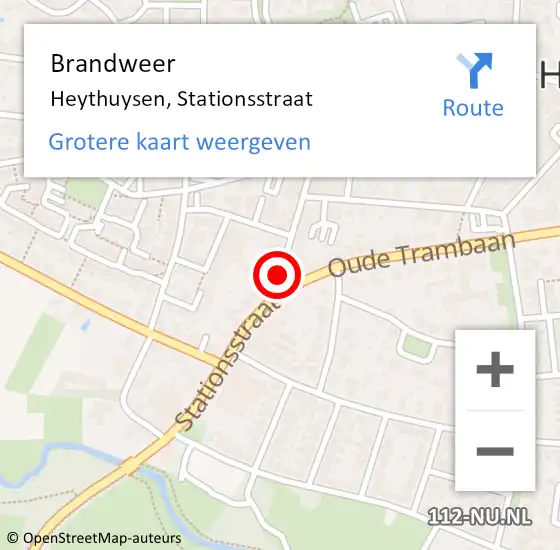 Locatie op kaart van de 112 melding: Brandweer Heythuysen, Stationsstraat op 5 augustus 2020 16:07