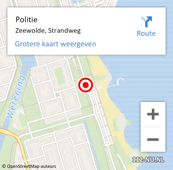 Locatie op kaart van de 112 melding: Politie Zeewolde, Strandweg op 5 augustus 2020 17:16