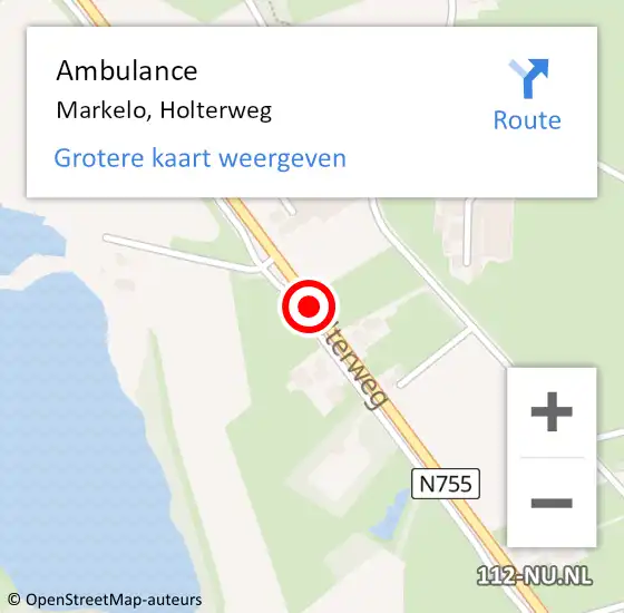Locatie op kaart van de 112 melding: Ambulance Markelo, Holterweg op 5 augustus 2020 18:07