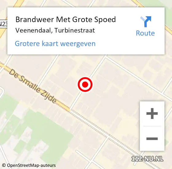 Locatie op kaart van de 112 melding: Brandweer Met Grote Spoed Naar Veenendaal, Turbinestraat op 5 augustus 2020 18:52