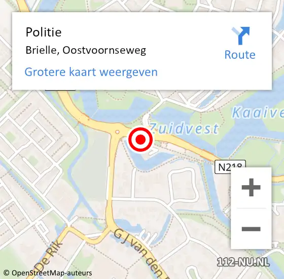 Locatie op kaart van de 112 melding: Politie Brielle, Oostvoornseweg op 5 augustus 2020 19:00