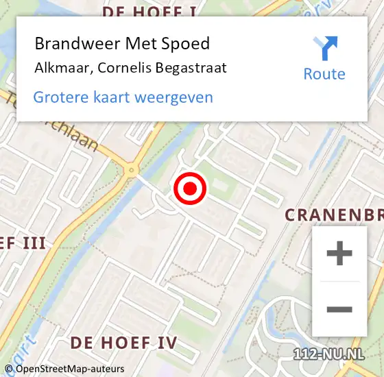 Locatie op kaart van de 112 melding: Brandweer Met Spoed Naar Alkmaar, Cornelis Begastraat op 5 augustus 2020 19:05