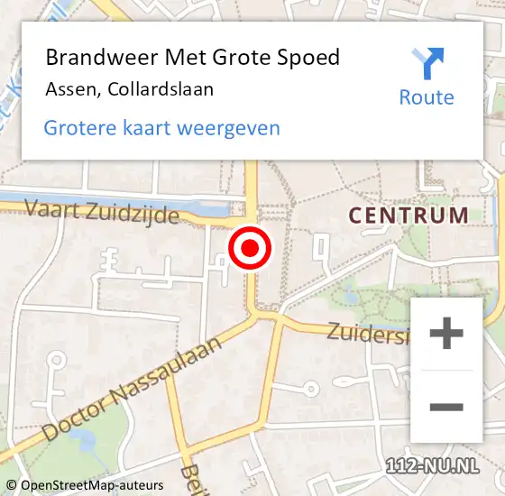 Locatie op kaart van de 112 melding: Brandweer Met Grote Spoed Naar Assen, Collardslaan op 5 augustus 2020 19:28