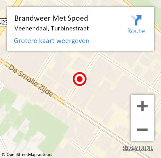Locatie op kaart van de 112 melding: Brandweer Met Spoed Naar Veenendaal, Turbinestraat op 5 augustus 2020 19:30