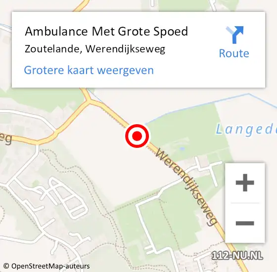 Locatie op kaart van de 112 melding: Ambulance Met Grote Spoed Naar Zoutelande, Werendijkseweg op 5 augustus 2020 19:31