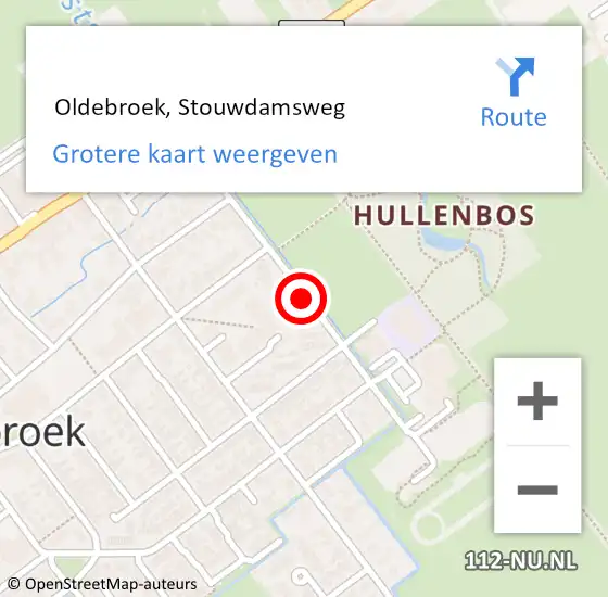 Locatie op kaart van de 112 melding:  Oldebroek, Stouwdamsweg op 5 augustus 2020 19:42