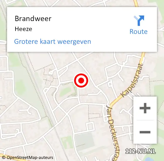 Locatie op kaart van de 112 melding: Brandweer Heeze op 5 augustus 2020 22:14