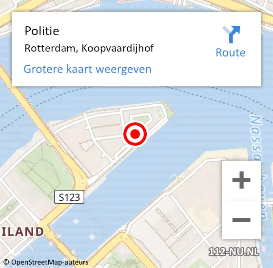 Locatie op kaart van de 112 melding: Politie Rotterdam, Koopvaardijhof op 5 augustus 2020 23:29