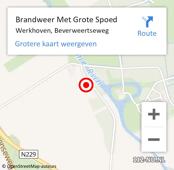 Locatie op kaart van de 112 melding: Brandweer Met Grote Spoed Naar Werkhoven, Beverweertseweg op 6 augustus 2020 05:21