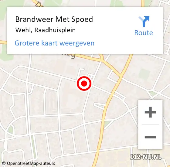 Locatie op kaart van de 112 melding: Brandweer Met Spoed Naar Wehl, Raadhuisplein op 6 augustus 2020 07:25