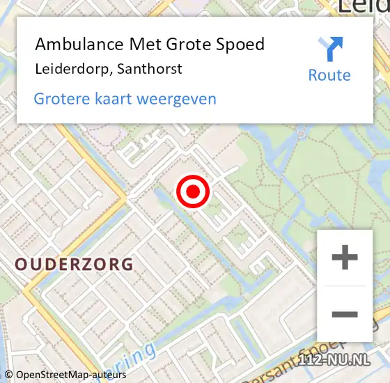 Locatie op kaart van de 112 melding: Ambulance Met Grote Spoed Naar Leiderdorp, Santhorst op 6 augustus 2020 09:10