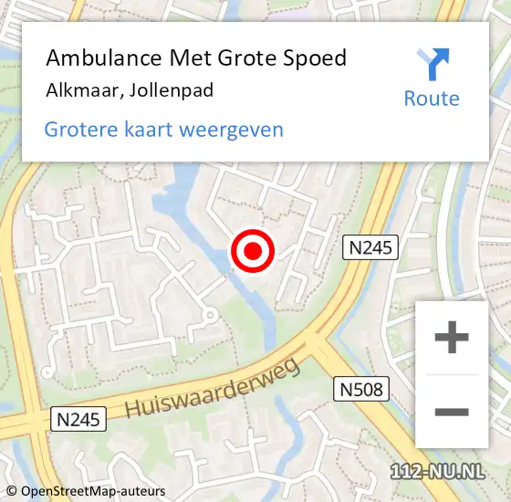 Locatie op kaart van de 112 melding: Ambulance Met Grote Spoed Naar Alkmaar, Jollenpad op 6 augustus 2020 10:10