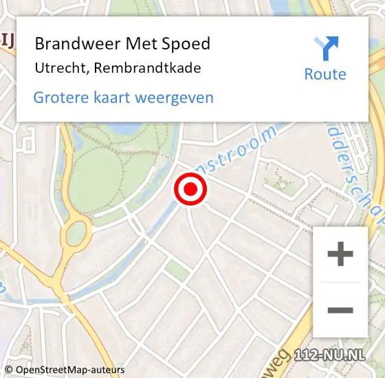Locatie op kaart van de 112 melding: Brandweer Met Spoed Naar Utrecht, Rembrandtkade op 6 augustus 2020 10:10