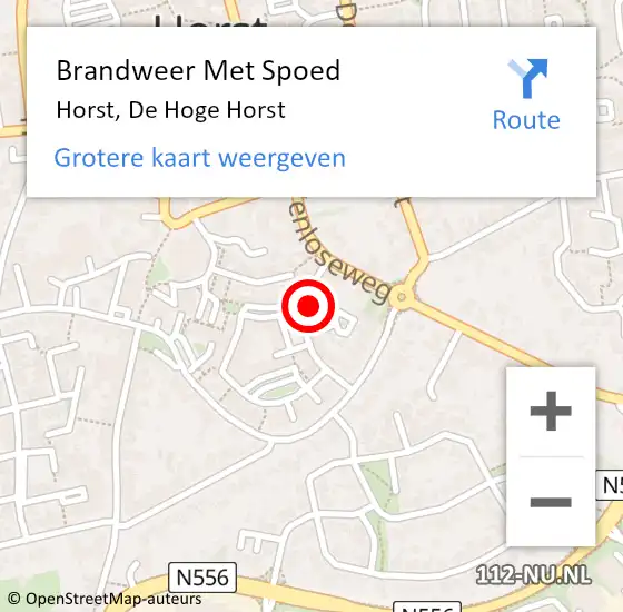 Locatie op kaart van de 112 melding: Brandweer Met Spoed Naar Horst, De Hoge Horst op 6 augustus 2020 10:22