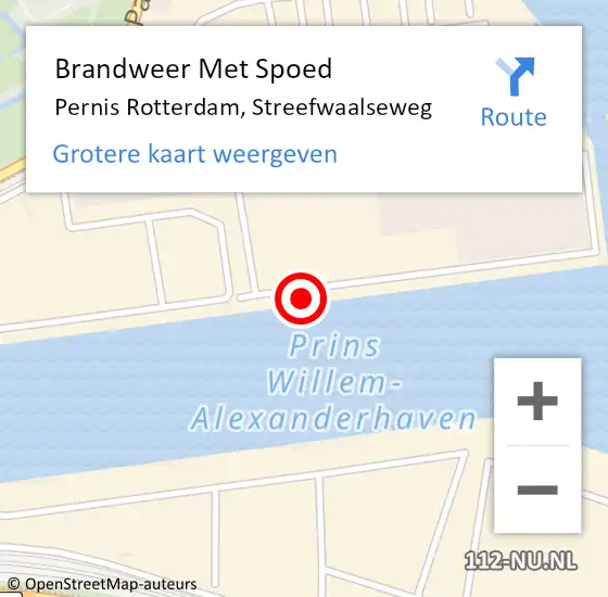 Locatie op kaart van de 112 melding: Brandweer Met Spoed Naar Pernis Rotterdam, Streefwaalseweg op 6 augustus 2020 10:25