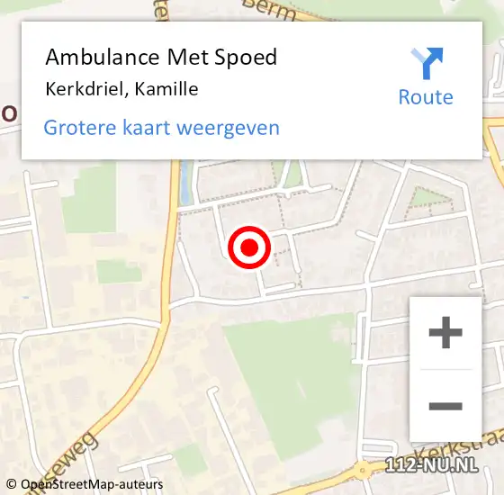 Locatie op kaart van de 112 melding: Ambulance Met Spoed Naar Kerkdriel, Kamille op 6 augustus 2020 10:52