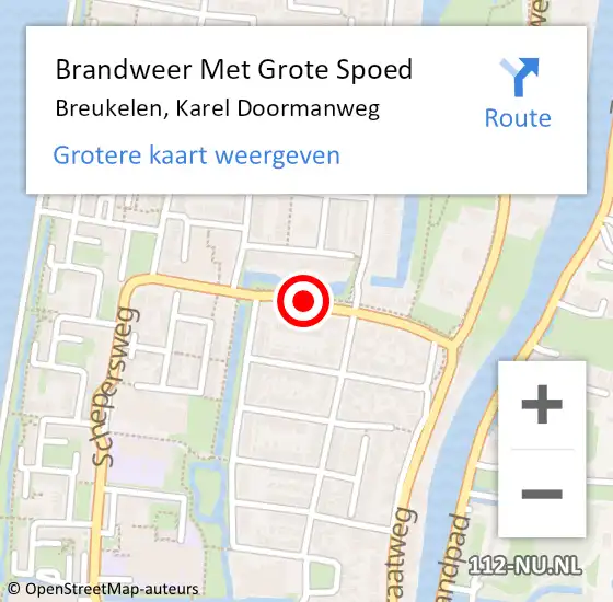 Locatie op kaart van de 112 melding: Brandweer Met Grote Spoed Naar Breukelen, Karel Doormanweg op 6 augustus 2020 11:05