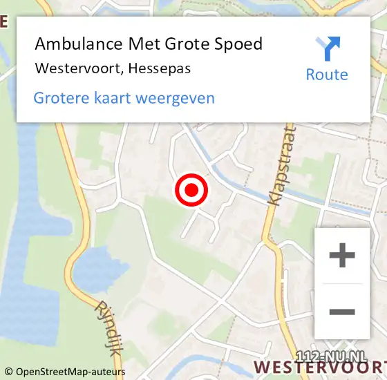 Locatie op kaart van de 112 melding: Ambulance Met Grote Spoed Naar Westervoort, Hessepas op 6 augustus 2020 11:17