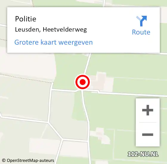 Locatie op kaart van de 112 melding: Politie Leusden, Heetvelderweg op 6 augustus 2020 11:23