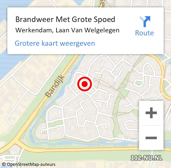 Locatie op kaart van de 112 melding: Brandweer Met Grote Spoed Naar Werkendam, Laan Van Welgelegen op 6 augustus 2020 11:53