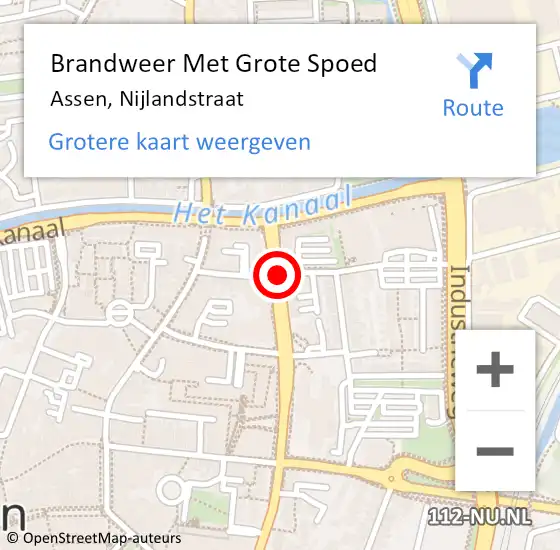 Locatie op kaart van de 112 melding: Brandweer Met Grote Spoed Naar Assen, Nijlandstraat op 6 augustus 2020 11:58