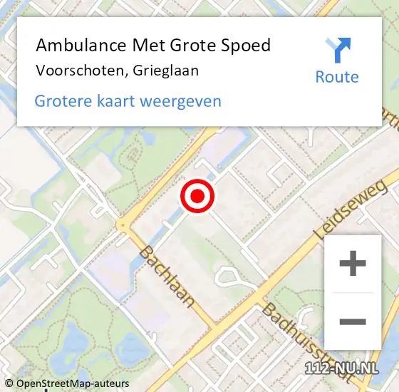 Locatie op kaart van de 112 melding: Ambulance Met Grote Spoed Naar Voorschoten, Grieglaan op 6 augustus 2020 12:20