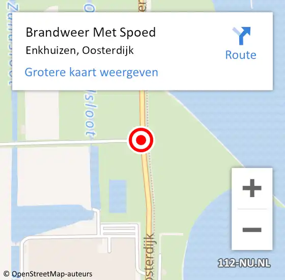 Locatie op kaart van de 112 melding: Brandweer Met Spoed Naar Enkhuizen, Oosterdijk op 6 augustus 2020 12:25