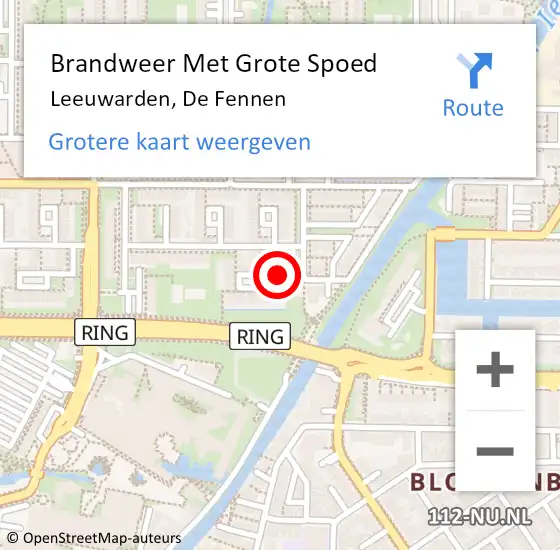 Locatie op kaart van de 112 melding: Brandweer Met Grote Spoed Naar Leeuwarden, De Fennen op 6 augustus 2020 12:26
