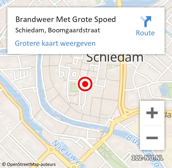 Locatie op kaart van de 112 melding: Brandweer Met Grote Spoed Naar Schiedam, Boomgaardstraat op 6 augustus 2020 12:28