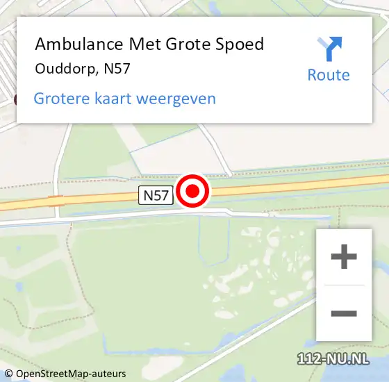 Locatie op kaart van de 112 melding: Ambulance Met Grote Spoed Naar Ouddorp, N57 op 6 augustus 2020 12:29